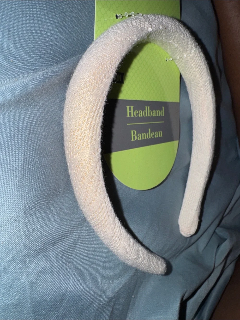 Cream Padded Textured Headband cotton